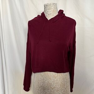 Forever 21 Burgundy Cropped Hoodie